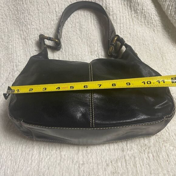 Wilson leather Black Leather Hobo Bag stitching accents & antique tone hardwares - Picture 10 of 14